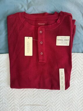 Sonoma Men's Thermal Henley - Crimson